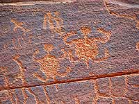 petroglyphs, 2 turtles, panel detail